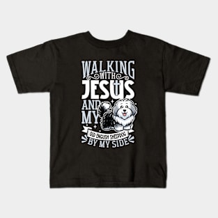 Jesus and dog - Old English Sheepdog Kids T-Shirt